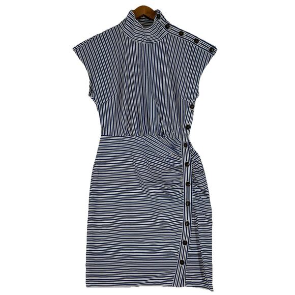 VERONICA BEARD Arabel gathered striped cotton-blend poplin dress Size 6 - Picture 2 of 12
